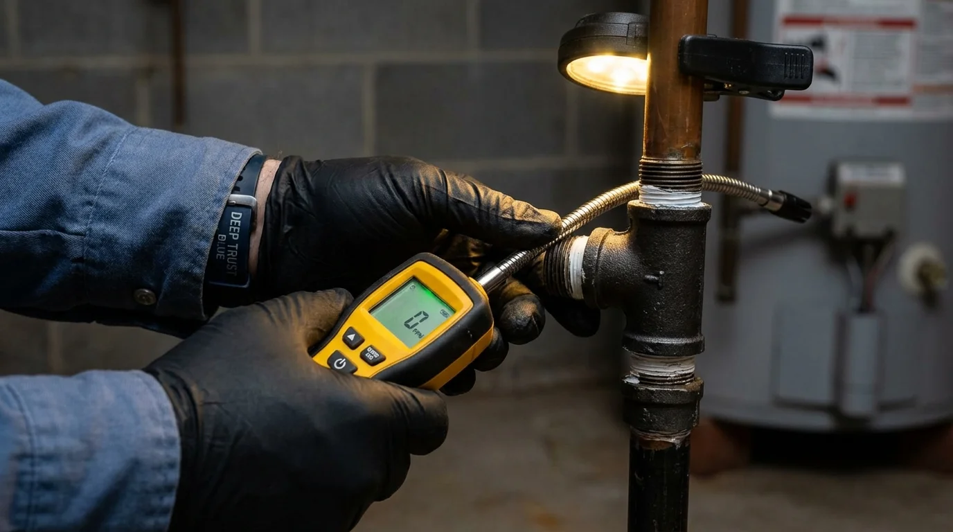 Gas leak detection with electronic sniffer by Johns Plumbing LLC in Marinette