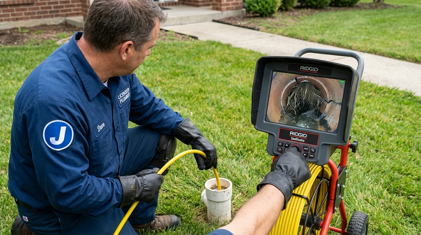 Sewer camera inspection being performed by Johns Plumbing LLC in Marinette